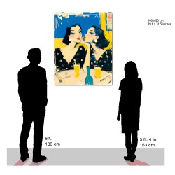 "Cafe Conversations". Giclée-Druck auf Leinwand