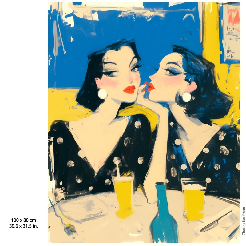 "Cafe Conversations". Giclée-Druck auf Leinwand