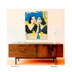 "Cafe Conversations". Giclée-Druck auf Leinwand
