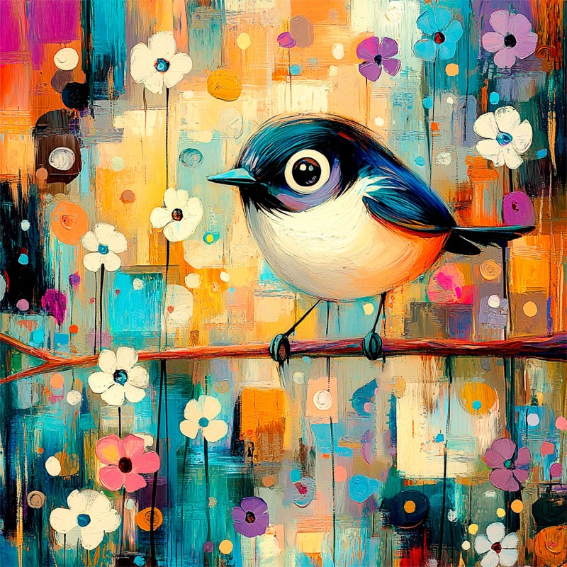 "A Bird and Flowers" 3D Art Graphic
