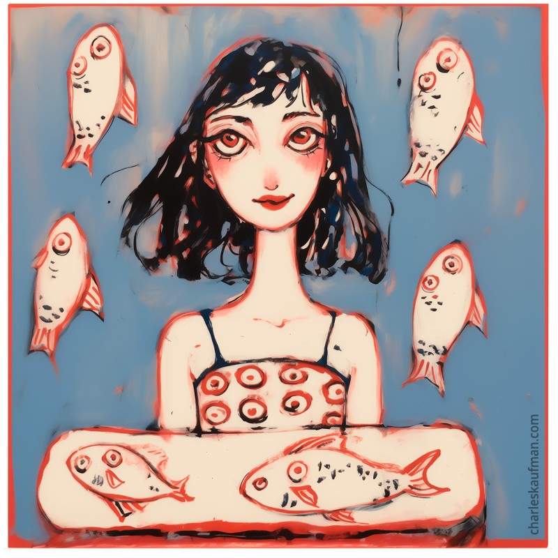 "Girl and Fish" 3D Grafik.