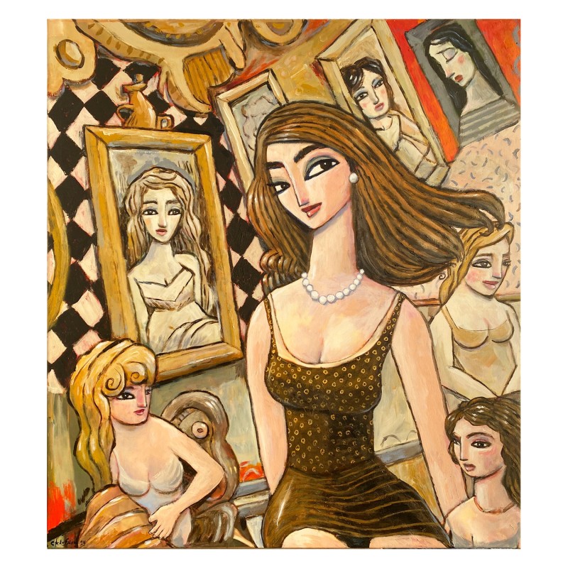 "Woman in an Art Gallery" Giclée-Druck auf Leinwand