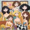 "Six in a Room, Two for Coffee" Giclée Print on Canvas