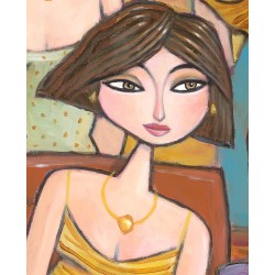 "Six in a Room, Two for Coffee" Giclée Print on Canvas