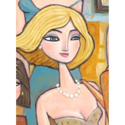 "Six in a Room, Two for Coffee" Giclée Print on Canvas