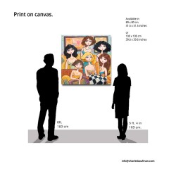 "Six in a Room, Two for Coffee" Giclée Print on Canvas