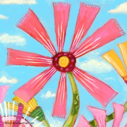 "Exotic Pink and Yellow Flowers" Giclée Print on Canvas