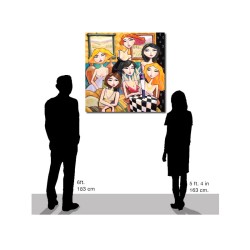 "Six Women, One Bottle of Wine, No Glasses" Giclée-Druck auf Leinwand