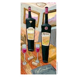 "Wine and Glasses on a Table" Giclée Print on Canvas