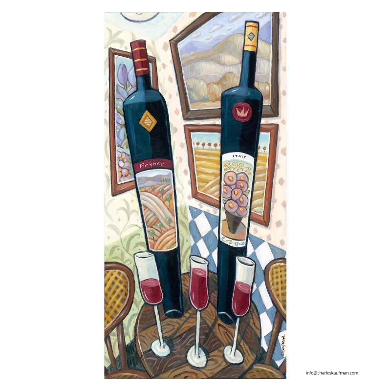 "Red Wine -France & Italy" Giclée Print on Canvas