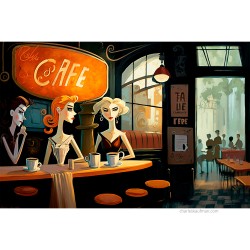 "Three Women in a Cafe" 3D Art Graphic