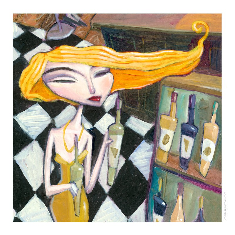 "Choosing a Wine" 3D Grafik.