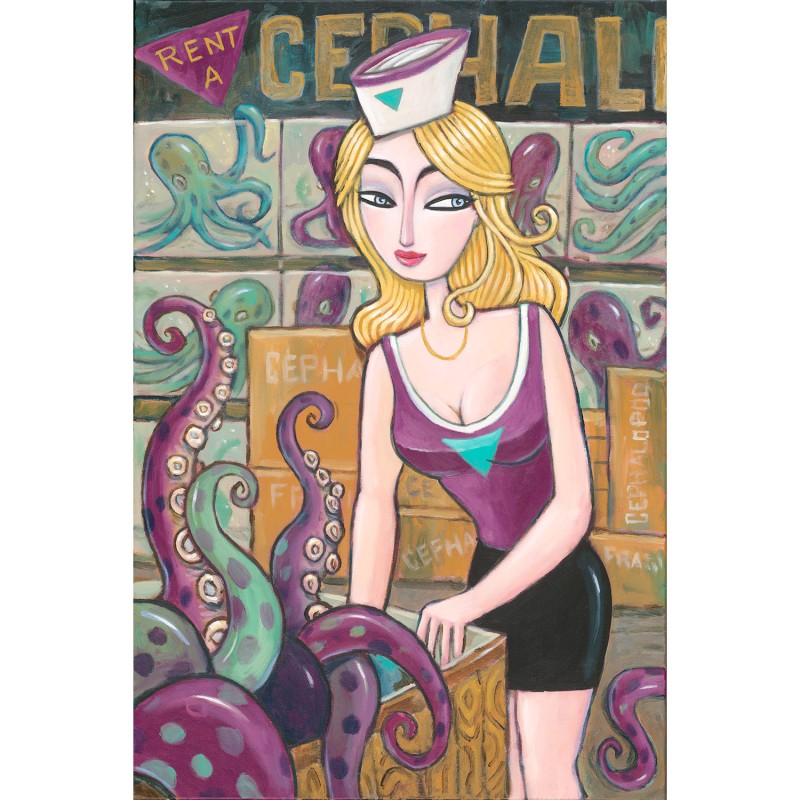 "Rent a Cephalopod". Giclée Print on Canvas.