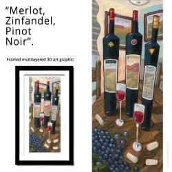 "Merlot, Zinfandel, Pinot Noir" 3D Grafik.