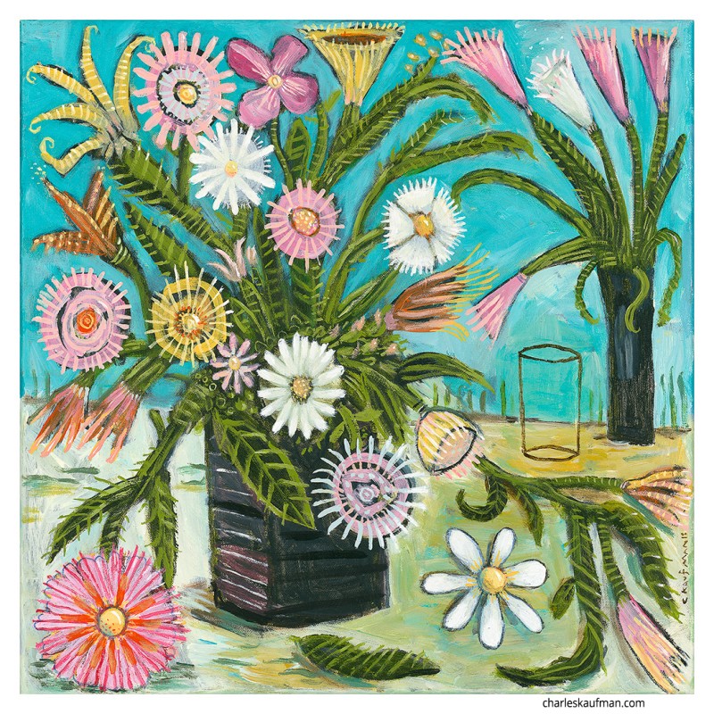 "Two Bouquets of Flowers". Giclée Print on Canvas.