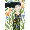 "Woman with Flowers". Giclée-Druck auf Leinwand