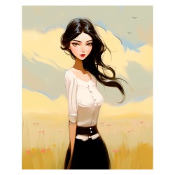 "Woman in a Field". Giclée-Druck auf Leinwand.