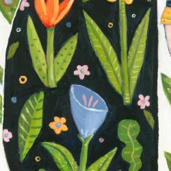 "Woman with Flowers". Giclée-Druck auf Leinwand