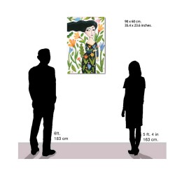 "Woman with Flowers". Giclée-Druck auf Leinwand