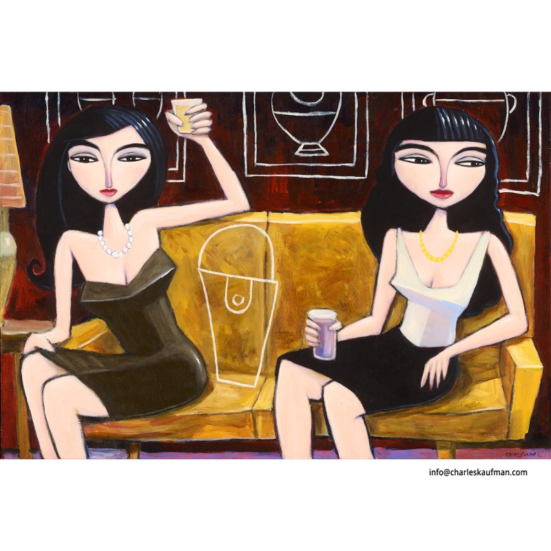 "Two Women Sitting on a Couch" Giclée-Druck auf Leinwand