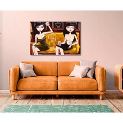 "Two Women Sitting on a Couch" Giclée-Druck auf Leinwand