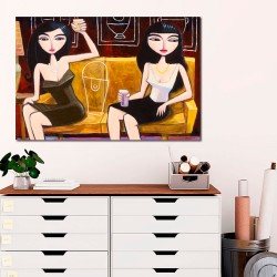 "Two Women Sitting on a Couch" Giclée-Druck auf Leinwand