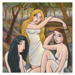 Giclée Print on Canvas: "Three Women in a Forest"