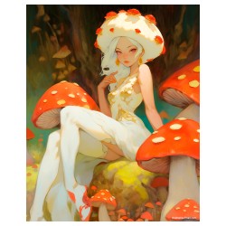 Giclée Print on Canvas: "Princess of the Red Mushroom Forest"